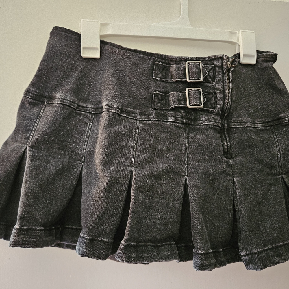 Wild Fable Charcoal Skater Skirt with Buckles